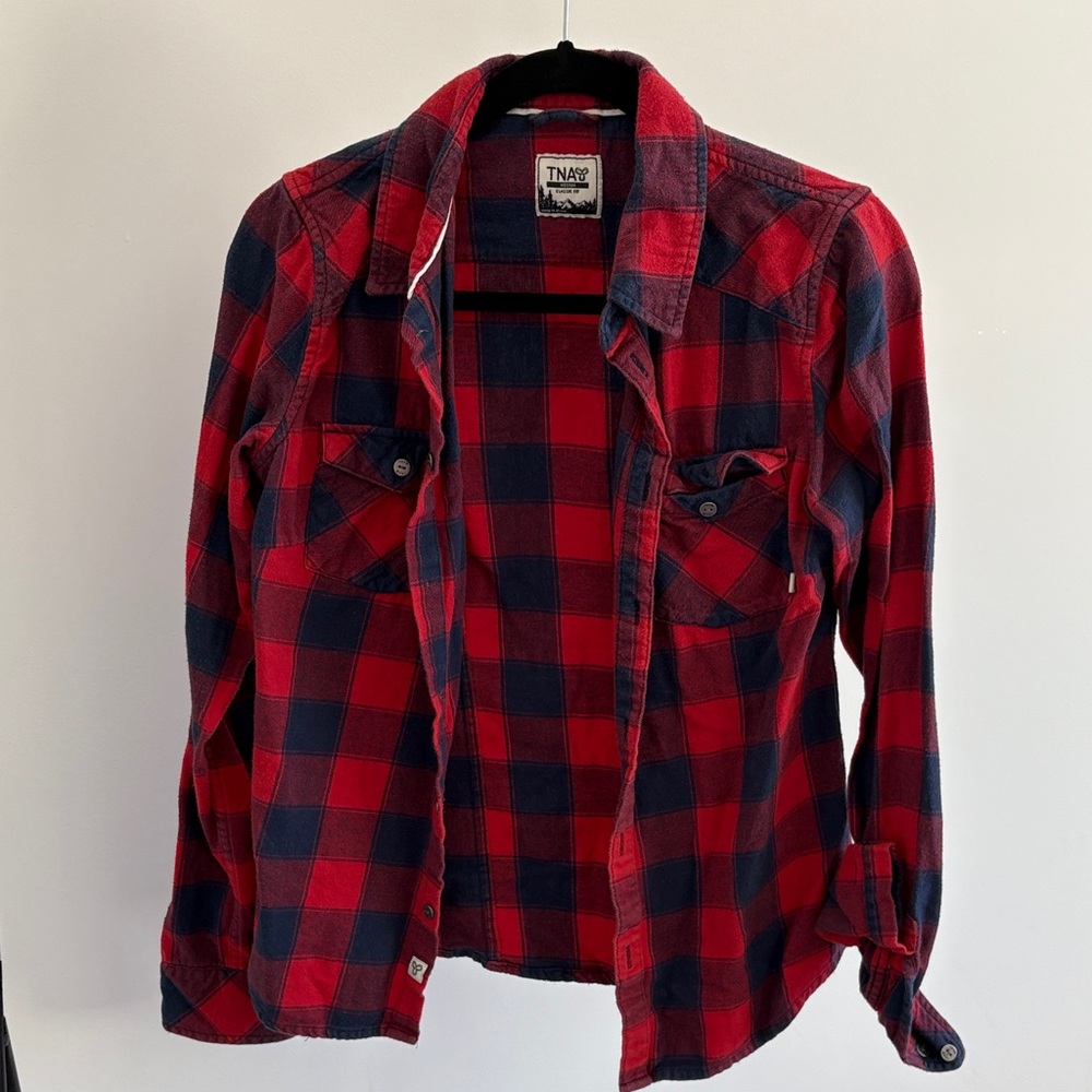 TNA Vintage Red and Black Checkered Buttoned Down Long Sleeve